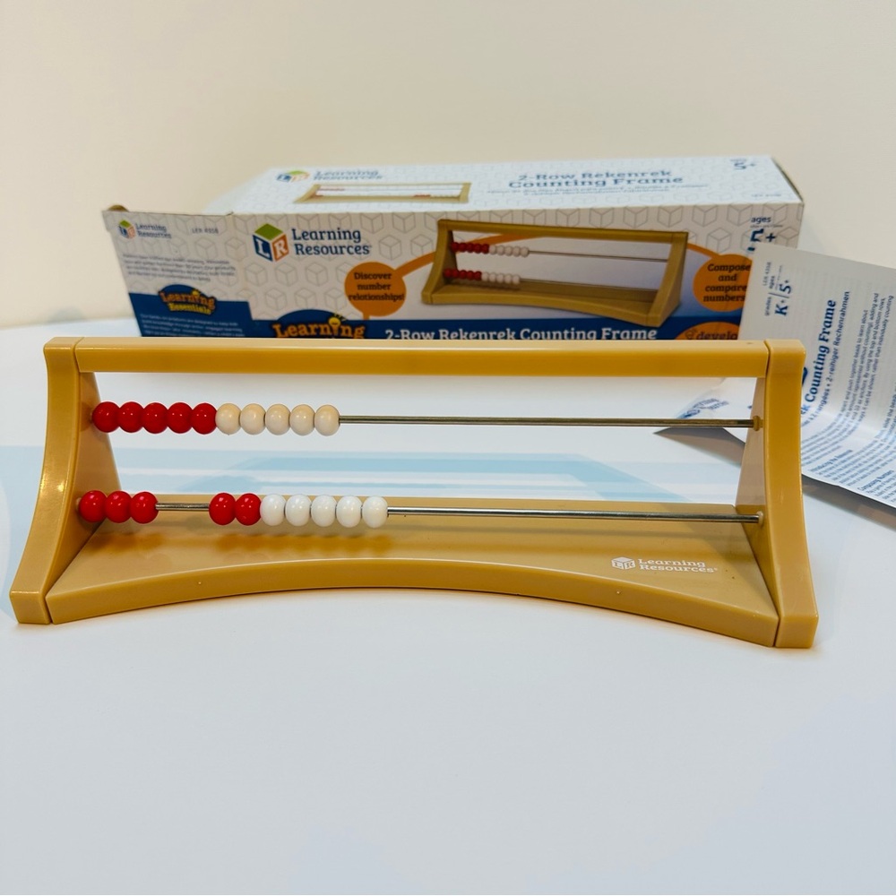 Learning Resources 2-Row Counting Frame in Red, White & Tan